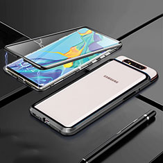 Luxury Aluminum Metal Frame Mirror Cover Case 360 Degrees T01 for Samsung Galaxy A90 4G Black