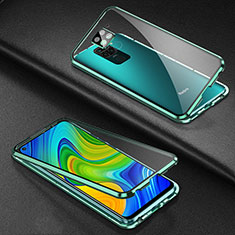 Luxury Aluminum Metal Frame Mirror Cover Case 360 Degrees T01 for Xiaomi Redmi 10X 4G Green