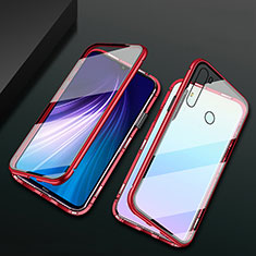 Luxury Aluminum Metal Frame Mirror Cover Case 360 Degrees T01 for Xiaomi Redmi Note 8T Red