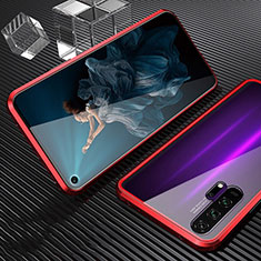 Luxury Aluminum Metal Frame Mirror Cover Case 360 Degrees T02 for Huawei Honor 20 Pro Red