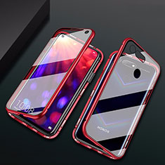 Luxury Aluminum Metal Frame Mirror Cover Case 360 Degrees T02 for Huawei Honor V20 Red