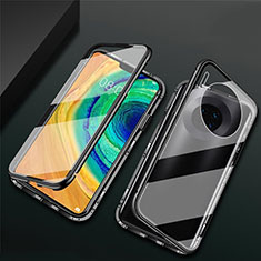 Luxury Aluminum Metal Frame Mirror Cover Case 360 Degrees T02 for Huawei Mate 30E Pro 5G Black