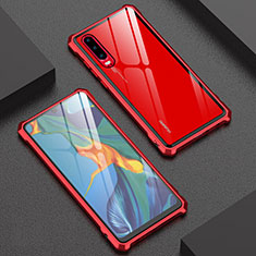 Luxury Aluminum Metal Frame Mirror Cover Case 360 Degrees T02 for Huawei P30 Red