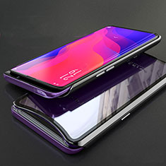 Luxury Aluminum Metal Frame Mirror Cover Case 360 Degrees T02 for Oppo Find X Black