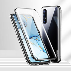 Luxury Aluminum Metal Frame Mirror Cover Case 360 Degrees T02 for Oppo Reno3 Pro Black