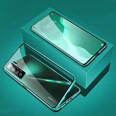 Luxury Aluminum Metal Frame Mirror Cover Case 360 Degrees T03 for Huawei P40 Lite 5G Green