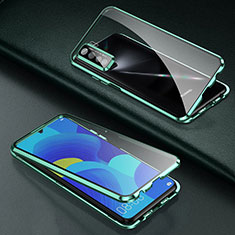 Luxury Aluminum Metal Frame Mirror Cover Case 360 Degrees T03 for Oppo A91 Green