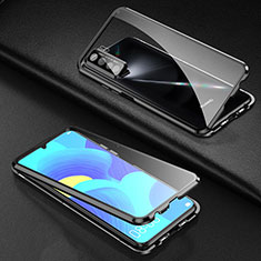 Luxury Aluminum Metal Frame Mirror Cover Case 360 Degrees T03 for Oppo F15 Black