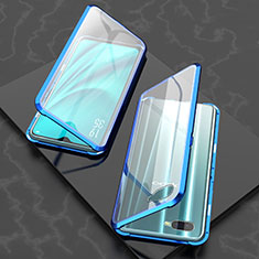 Luxury Aluminum Metal Frame Mirror Cover Case 360 Degrees T03 for Oppo R15X Blue