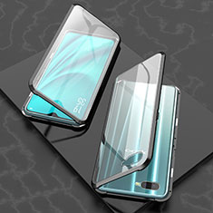Luxury Aluminum Metal Frame Mirror Cover Case 360 Degrees T03 for Oppo RX17 Neo Black