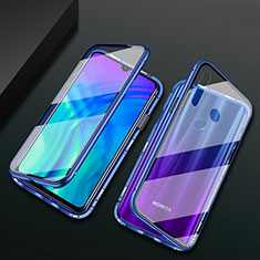 Luxury Aluminum Metal Frame Mirror Cover Case 360 Degrees T04 for Huawei Honor 10i Blue