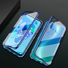 Luxury Aluminum Metal Frame Mirror Cover Case 360 Degrees T04 for Huawei P20 Lite (2019) Blue