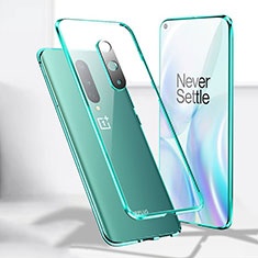 Luxury Aluminum Metal Frame Mirror Cover Case 360 Degrees T04 for OnePlus 8 Green