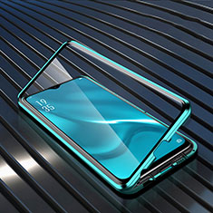 Luxury Aluminum Metal Frame Mirror Cover Case 360 Degrees T04 for Oppo R15X Green