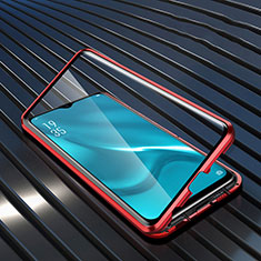 Luxury Aluminum Metal Frame Mirror Cover Case 360 Degrees T04 for Oppo R17 Neo Red