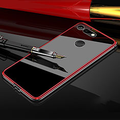 Luxury Aluminum Metal Frame Mirror Cover Case 360 Degrees T05 for Huawei Honor V20 Red