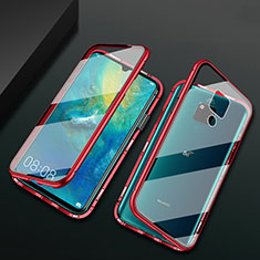 Luxury Aluminum Metal Frame Mirror Cover Case 360 Degrees T05 for Huawei Mate 20 X 5G Red