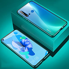 Luxury Aluminum Metal Frame Mirror Cover Case 360 Degrees T05 for Huawei Nova 5i Cyan