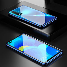 Luxury Aluminum Metal Frame Mirror Cover Case 360 Degrees T05 for Huawei Nova 6 Blue
