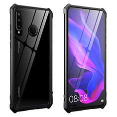 Luxury Aluminum Metal Frame Mirror Cover Case 360 Degrees T05 for Huawei P30 Lite XL Black