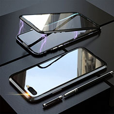Luxury Aluminum Metal Frame Mirror Cover Case 360 Degrees T05 for Oppo K1 Black