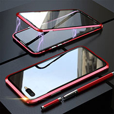 Luxury Aluminum Metal Frame Mirror Cover Case 360 Degrees T05 for Oppo R15X Red