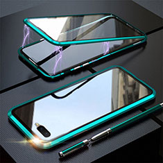 Luxury Aluminum Metal Frame Mirror Cover Case 360 Degrees T05 for Oppo R17 Neo Green