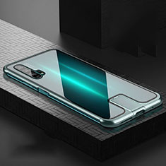 Luxury Aluminum Metal Frame Mirror Cover Case 360 Degrees T06 for Huawei Honor 20 Pro Cyan