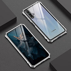 Luxury Aluminum Metal Frame Mirror Cover Case 360 Degrees T06 for Huawei Honor 20S Silver