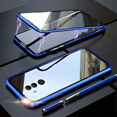 Luxury Aluminum Metal Frame Mirror Cover Case 360 Degrees T06 for Huawei Mate 20 Lite Blue