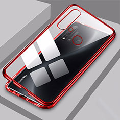 Luxury Aluminum Metal Frame Mirror Cover Case 360 Degrees T06 for Huawei Nova 5i Red