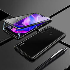 Luxury Aluminum Metal Frame Mirror Cover Case 360 Degrees T07 for Huawei P30 Lite XL Black