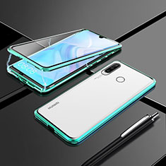 Luxury Aluminum Metal Frame Mirror Cover Case 360 Degrees T07 for Huawei P30 Lite XL Green