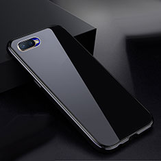 Luxury Aluminum Metal Frame Mirror Cover Case 360 Degrees T07 for Oppo R17 Neo Black