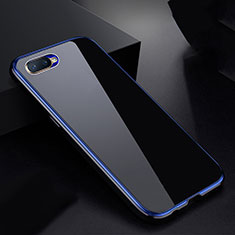 Luxury Aluminum Metal Frame Mirror Cover Case 360 Degrees T07 for Oppo R17 Neo Blue