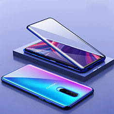 Luxury Aluminum Metal Frame Mirror Cover Case 360 Degrees T07 for Oppo R17 Pro Blue