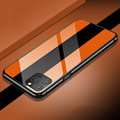 Luxury Aluminum Metal Frame Mirror Cover Case 360 Degrees T08 for Apple iPhone 11 Pro Max Orange