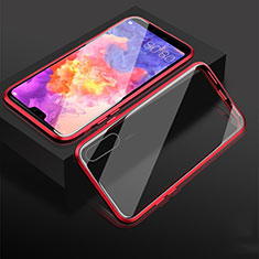 Luxury Aluminum Metal Frame Mirror Cover Case 360 Degrees T08 for Huawei P20 Red