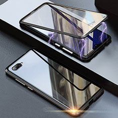 Luxury Aluminum Metal Frame Mirror Cover Case 360 Degrees T08 for Oppo RX17 Neo Black