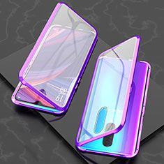 Luxury Aluminum Metal Frame Mirror Cover Case 360 Degrees T08 for Oppo RX17 Pro Purple