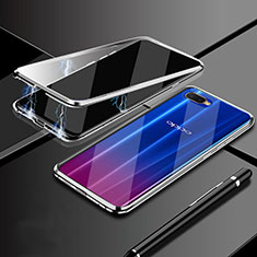 Luxury Aluminum Metal Frame Mirror Cover Case 360 Degrees T09 for Oppo R17 Neo Silver