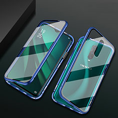 Luxury Aluminum Metal Frame Mirror Cover Case 360 Degrees T10 for Oppo R17 Pro Blue