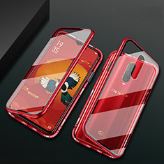 Luxury Aluminum Metal Frame Mirror Cover Case 360 Degrees T10 for Oppo R17 Pro Red