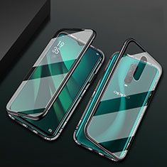 Luxury Aluminum Metal Frame Mirror Cover Case 360 Degrees T10 for Oppo RX17 Pro Black