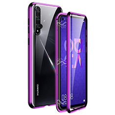 Luxury Aluminum Metal Frame Mirror Cover Case 360 Degrees T11 for Huawei Nova 5T Purple