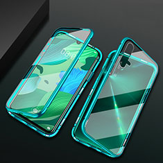 Luxury Aluminum Metal Frame Mirror Cover Case 360 Degrees T12 for Huawei Nova 5 Pro Cyan