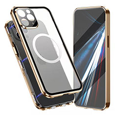 Luxury Aluminum Metal Frame Mirror Cover Case 360 Degrees with Mag-Safe Magnetic for Apple iPhone 16 Pro Gold