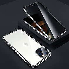 Luxury Aluminum Metal Frame Mirror Cover Case 360 Degrees Z05 for Apple iPhone 15 Pro Silver