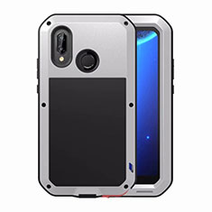 Luxury Aluminum Metal Frame Mirror Cover Case for Huawei Nova 3e Silver