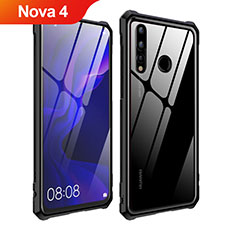 Luxury Aluminum Metal Frame Mirror Cover Case for Huawei Nova 4 Black